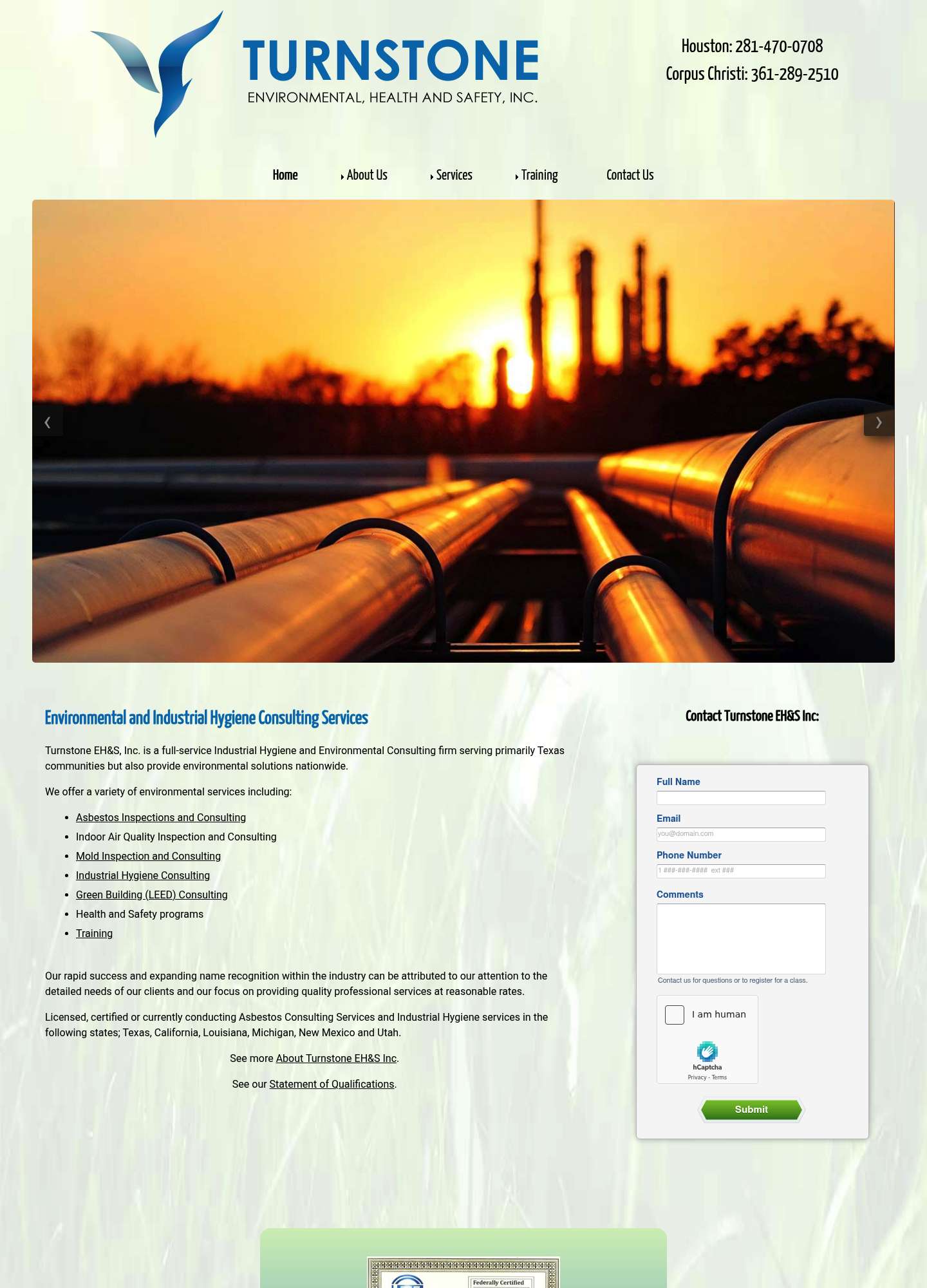 Current Turnstone Environmental, Health and Safety website — before