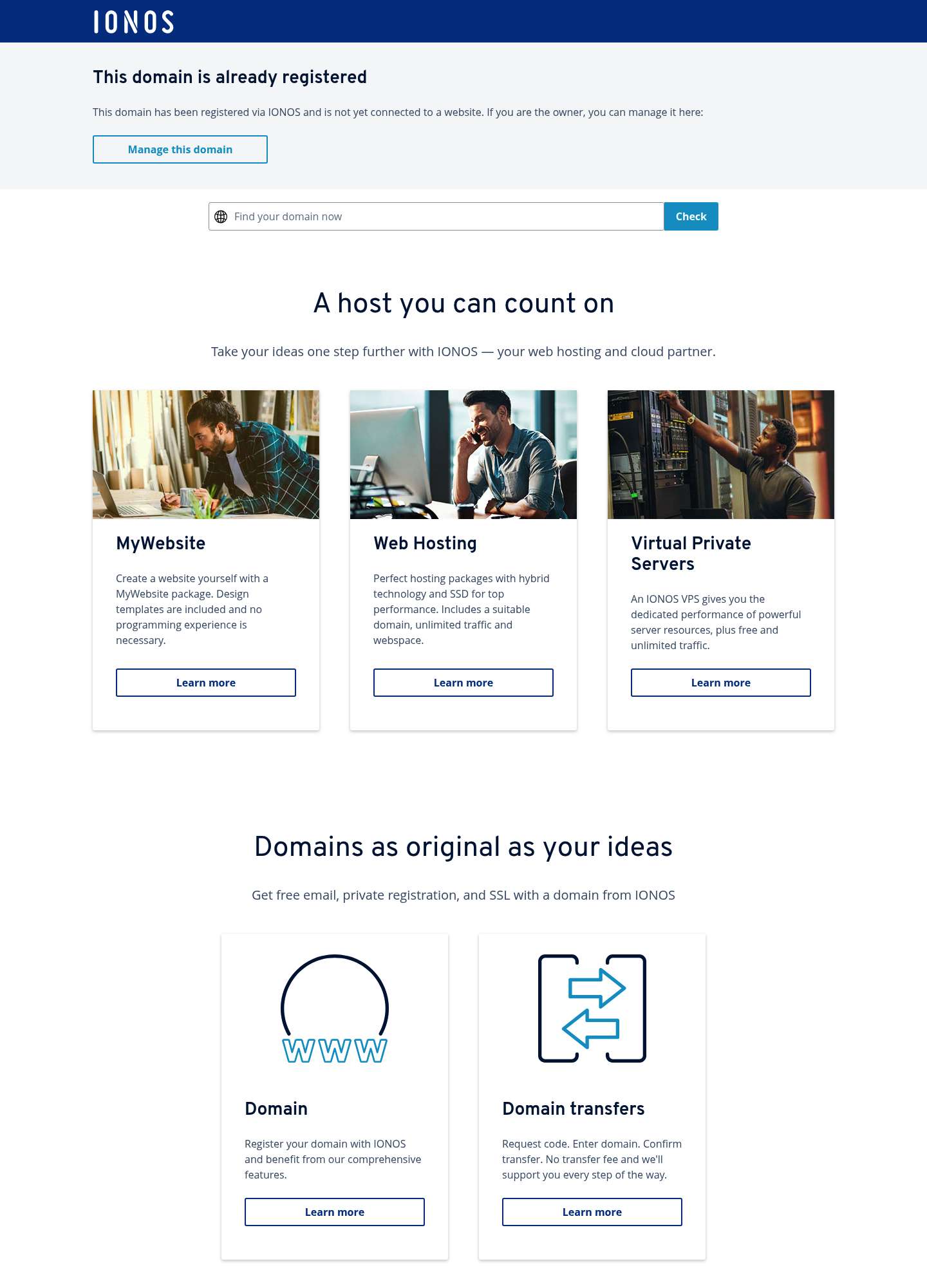 Current HERServices website — before