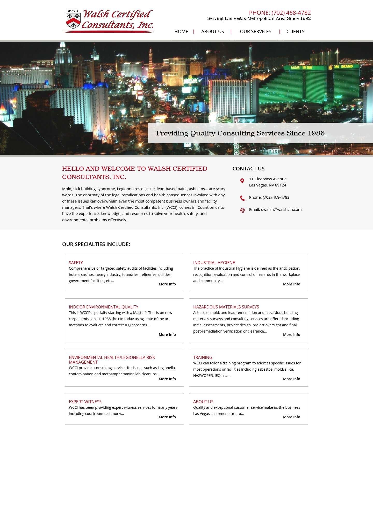 Current Walsh Certified Consultants website — before