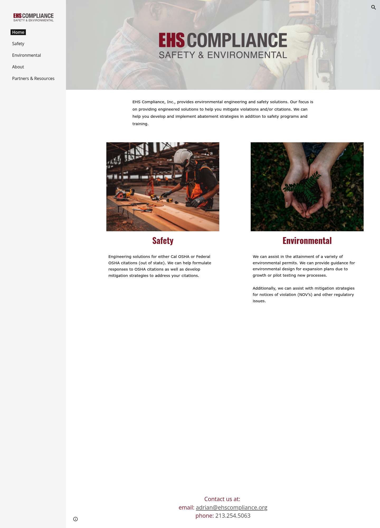 Current EHS Compliance website — before
