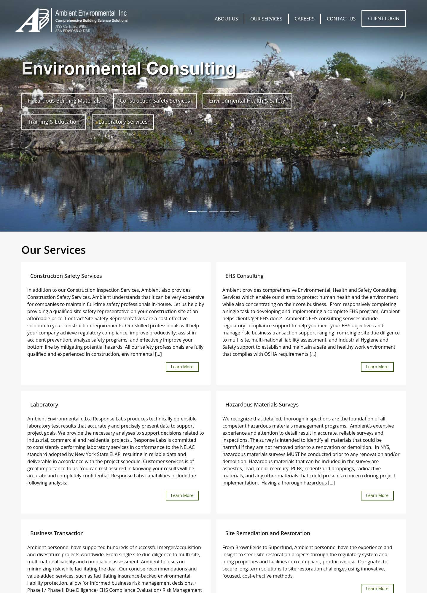 Current Ambient Environmental website — before